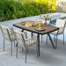 Hokku Designs Caihla Rectangular 4 - Person Outdoor Dining Set w/ Cushions Plastic/Wicker/Rattan in Black/Brown | 54.33 W x 28.74 D in | Wayfair