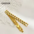 GHIDBK – Bracelets en acier inoxydable 18cm strass PVD plaqué or chaîne épaisse Bijoux à la