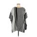 Ann Taylor LOFT Poncho: Gray Color Block Sweaters & Sweatshirts - Women's Size X-Small