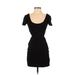 Lucca Couture Casual Dress - Mini Scoop Neck Short sleeves: Black Print Dresses - Women's Size Small