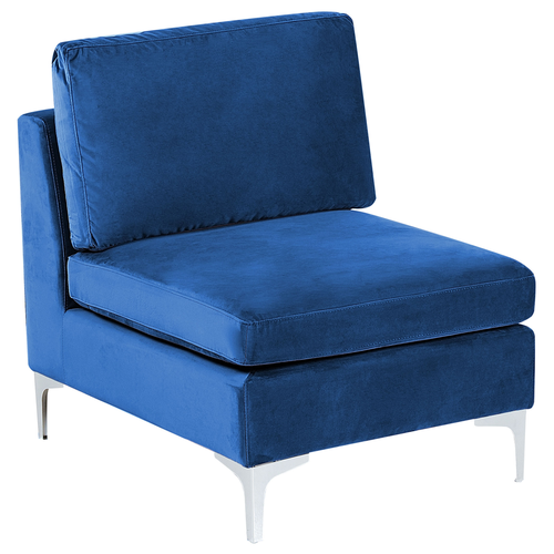 Mittelstück für Sofa Blau Polsterbezug aus Samtstoff mit Rückenlehne Metallgestell Modernes Glamour Design Wohn- und Arbeitszimmer Flur