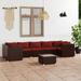 vidaXL 7 Piece Patio Lounge Set with Cushions Poly Rattan Brown - 27.6" x 27.6" x 24" - 27.6" x 27.6" x 24"