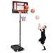 Costway 4.3-8.2 FT Portable Basketball Hoop with Adjustable Height and Wheels-Red