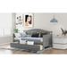 Twin Size Wooden Daybed with 2 Drawers, Sofa Bed for for Kids Adults Bedroom Living Room, Space-Saving/No Spring Box Needed,Grey