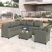5 Piece Outdoor Sectionals Sofa Patio Furniture PE Rattan Conversation Sofa Set with Coffee Table, Cushions and Single Chair