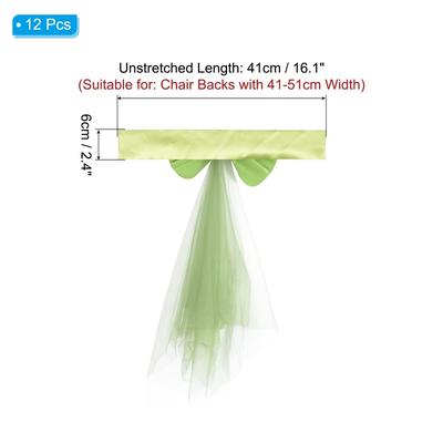 12Pcs Stretch Satin Chair Sashes Bows Chair Bands Decor Floating Tied - 12 Pack