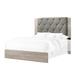 Wooden Queen Bed with Button Tufted Upholstered Headboard, Gray and Cream