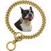 Gold Dog Collar 10mm Thick Cuban Link Dog Collar for Small Medium Dogs 316L Stainless Steel Chain Dog Collar