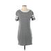 ALTERNATIVE Casual Dress - Shift Scoop Neck Short sleeves: Gray Color Block Dresses - Women's Size Small