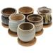 6pcs Polished Succulent Pot Ceramic Planter Pots Tiny Succulents Planter With Round Bamboo Tray