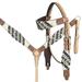 76RK Hilason Western Horse Headstall Breast Collar Hairon Leather Tan