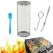 Rolling Grill Basket BBQ Accessories - Barbecue Stainless Steel Wire Mesh Cylinder Grill Vegetables Chip Basket Rotisserie Basket Tower Air Fryer Basket (8.19 x 3.51 x 3.51in 1 PCS)