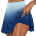 Yeahitch Women s Active Skort Athletic Stretchy Pleated Tennis Skirt for Running Golf Workout Blue S