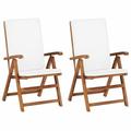 Reclining Garden Chairs with Cushions 2 pcs Solid Teak Wood Cream
