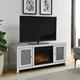 COSVALVE Modern Mirrored Fireplace 47.2 Silver TV Stand Cabinet Entertainment Center with 2 Doors up to 55 Flat Screen