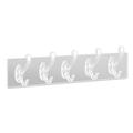 Farfi Acrylic Hanger Hook Wall Mount Five in Row Wide Application Non-trace Wall Hook for Living Room (Transparent)