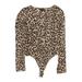 Banana Republic Factory Store Bodysuit: Tan Animal Print Tops - Women's Size X-Small - Print Wash