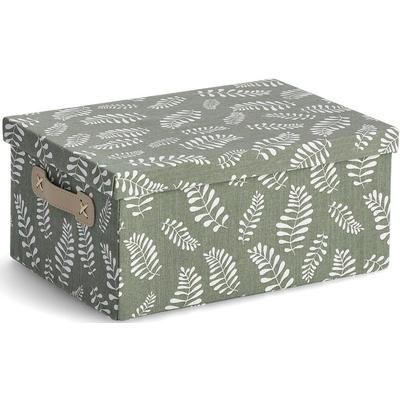 Aufbewahrungsbox ZELLER PRESENT "Leaves", grün (grün, dekor), B:36cm H:16,5cm T:26cm, Baumwollmix, Aufbewahrungsboxen, Baumwollmix Image