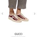 Gucci Shoes | Authentic Gucci Gg Canvas Printed Espadrille Sneakers | Color: Brown/Cream/Red | Size: 11 Gucci