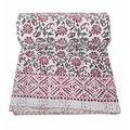 YUVANCRAFTS Indian Block Print Kantha Quilt Queen Size Cotton Kantha Throw Kantha Bedspread Blanket Bed Cover Vintage Quilt Boho Kantha Quilts Queen Size Quilt (Queen 90 X 108 Inch, Pink)