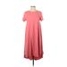 Lularoe Casual Dress - High/Low Crew Neck Short sleeves: Pink Print Dresses - Women's Size X-Small