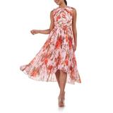 Bea Floral Print Pleated Midi Dress - Red - Kay Unger Dresses