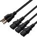 Computer Power Splitter Cord NEMA 5-15P to 3X C13 - C13 Y-Cable Power Cord Y Splitter Cable - Power 3 Monitors at Once (3ft/1m 5-15P to 3XC13)