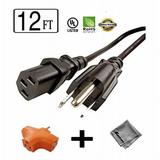 12 ft Long Power Cord for HP Personal Media Drive (PMD) - 160GB 7200 RPM + Outlet Grounded Power Tap