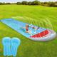 Swanew - Wasserrutsch Rasen pvc Wasserrutschbahn eingebautem Sprinkler Rutsche 5.5x1.45m - blau