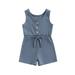 Toddler Baby Girl Summer Clothes Ribbed Sleeveless Button Down Tank Top Short Jumpsuit Rompers One Piece Outfit