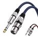 XLR Female to 1/4 Inch Cable 6ft 2Pack Nylon Braided Cable 6.35mm TRS to XLR Female Balanced Cable