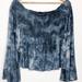 American Eagle Outfitters Tops | American Eagle Tie Dye Off The Shoulder Smocked Bell Sleeve Top Size Large | Color: Blue | Size: L