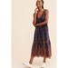 Anthropologie Dresses | New Anthropologie S Eyelet Plaid Midi Dress Belted Maxi Size Small | Color: Blue | Size: S