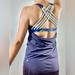 Lululemon Athletica Tops | Lululemon Dark Blue Criss Cross Tank Top Attached To Sports Built In Bra Size 4 | Color: Blue/Green | Size: 4