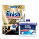 Finish Ultimate Plus Infinity Shine Dishwasher Tablets, Grease Removal Power and Shine with Protective Shield - 73 Caps + Machine Deep Cleaner - Liquid Machine Cleaner 1 x 250 ml Machine Care