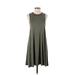 American Eagle Outfitters Casual Dress - A-Line Crew Neck Sleeveless: Green Solid Dresses - Women's Size Small