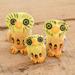 Millwood Pines Handmade Owl Reunion Ceramic Figurines Set Of 3 Wood in Brown/Yellow | 1.2 H x 0.9 W x 0.9 D in | Wayfair