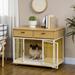 Tucker Murphy Pet™ Dog Crate Furniture w/ 2 Drawers, Furniture Style Dog Crate End Table Indoor in Brown/White | Wayfair