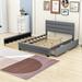 Latitude Run® Hamden Queen Size Platform Bed w/ Twin Size Trundle & Drawer Wood & /Upholstered/Linen in Gray | 43 H x 64.4 W x 86 D in | Wayfair