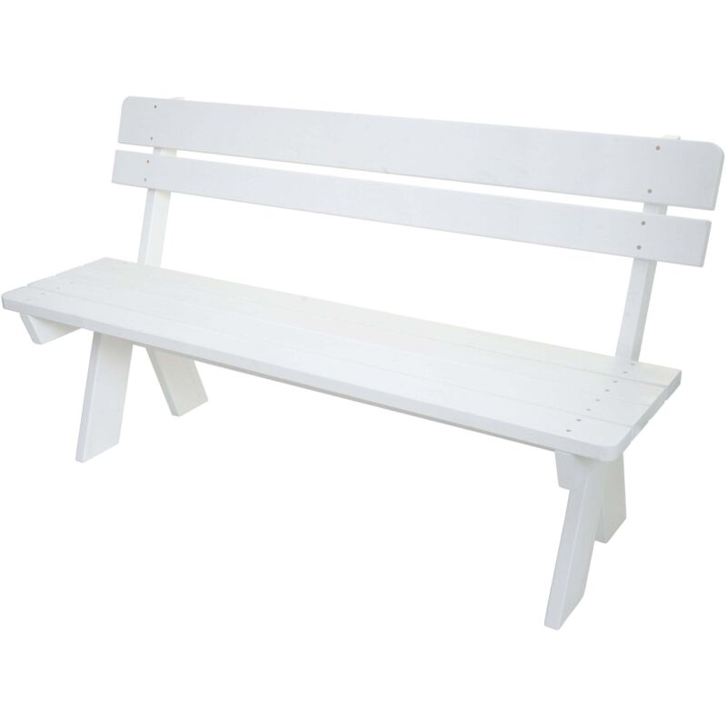Gartenbank HHG 483, Sitzbank Holzbank Parkbank, Gastronomie-Qualität, Massiv-Holz 148cm weiß – white
