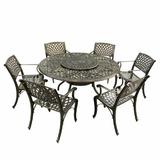 Oakland Living Modern Mesh Lattice Aluminum 7 Piece Patio Dining Set with Modern Mesh Lazy Susan