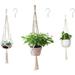 3 Pack Macrame Plant Hanger and 3 PCS Hooks Indoor Outdoor Hanging Plant Holder Hanging Planter Stand Flower Pots for Decorations F115848