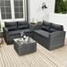 Patio Furniture Set for Outdoor Seizeen 4Pcs All-Weather Rattan Wicker Conversation Sofa Set Deck Backyard Sectional Furniture Set W/Corner Storage Box & Table Gray