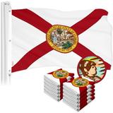 G128 10 Pack: Florida FL State Flag | 5x8 Ft | ToughWeave Series Embroidered 210D Polyester | Embroidered Design Indoor/Outdoor Vibrant Colors Brass Grommets