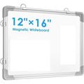 Small Dry Erase White Board 12 X 16 Magnetic Hanging Double-Sided Whiteboard for Wall Portable Mini Easel Board for Kids Drawing Kitchen Grocery List Cubicle Planning Memo Board F80232