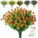 6 Bundles Artificial Flowers Outdoor Fake Flowers for Home Decoration UV Resistant Faux Plastic Greenery Shrubs Plants for Hanging Garden Porch Window Box DÃ©cor in Bulk Wholesale orange red F112936