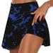 Olyvenn Summer Women s Summer Pleated Tennis Skirts Athletic Stretchy Short Yoga Fake Two Piece Trouser Skirt Shorts Workout Trendy Women 2023 Dark Blue 12