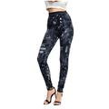 Lilgiuy Women Casual Pants Imitation Denim Leggings Women s Super Elastic Ladies Slim Trousers Alt Clothing Alternative Clothing