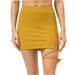 OVBMPZD Women s Running Casual Summer Sports Short Skirts Solid Exercise Cycling Shorts Gym Yoga Lace-Up Skirt Tennis Skirt (with Pockets) Yellow XXL