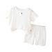 Summer Savings Clearance! Itsun Baby Boy Romper Summer Toddler Kids Baby Boys Set Casual Solid Crepe Gauze T-shirt Short Sleeve Shorts Set White 4-5 Years